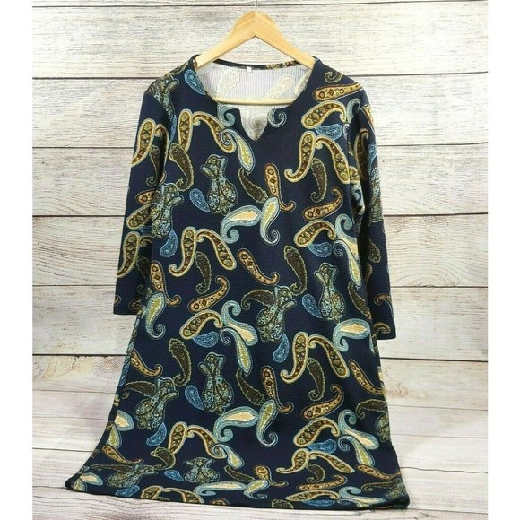 Women Tunic Boho Hippie Style Top Tank Dress Leaves Leaf Printed Blue Yellow S3 - Picture 1 of 6